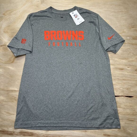 NEW LG Cleveland Browns Nike Dri Fit Short Sleeve Crewneck Shirt Gray - Picture 1 of 11